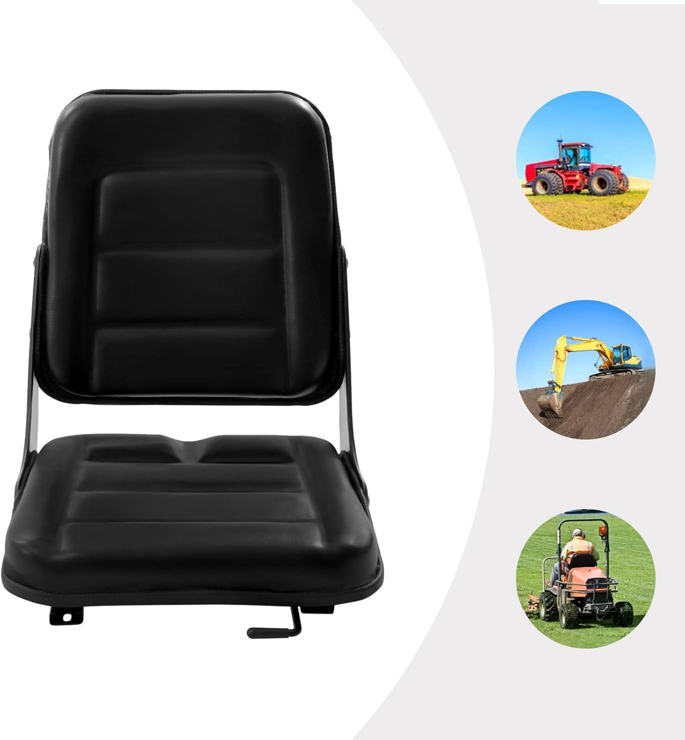 Universal Tractor Seat Durable thickly-padded Slidable Black Tractor Suspension Seat Replacement Forklift Seat Lawn Mower Seat for Excavator Riding Mowers