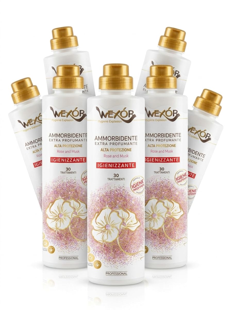 Elisir Ammorbidente Profumato con Fragranza Rose e Musk, 750ml, Set da 2, 4 o 6 Confezioni, Morbidezza Intensa (x6)