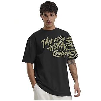Buy WAAMY69 Men's Oversized T-Shirt, Black (in, Alpha, S, Plus