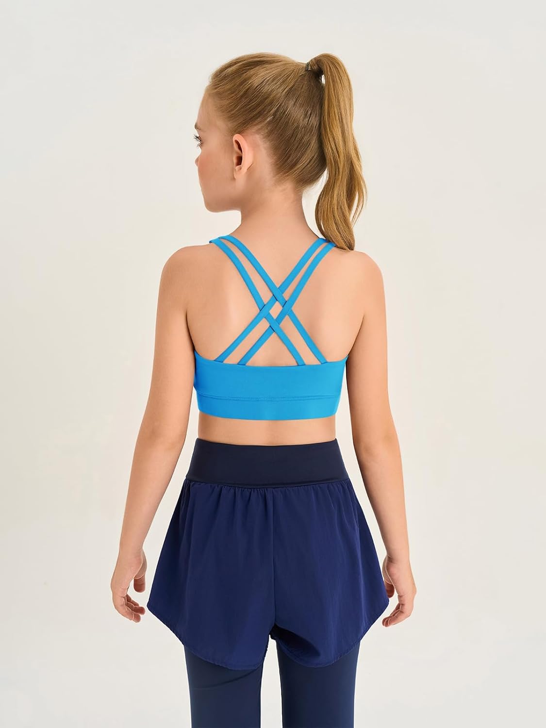 Haloumoning Girls Training Bra Kids Strappy Scoop Neck Bras Yoga Sports Comfort Dance Crop Top 5-14 Years - Image 3