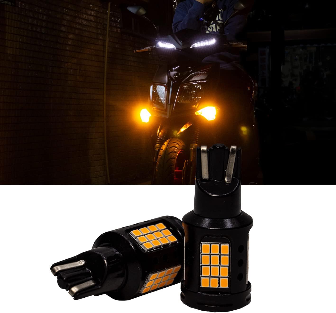 T15 LED Turn Signal Backup Light Bulb 921 W16W Amber Yellow