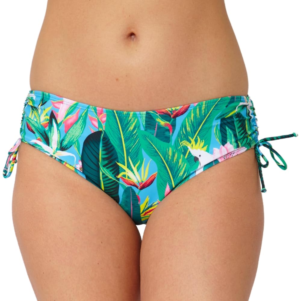Scuba Ladies Swimwear Women's High Waist Ruched Bikini Briefs Swim Bottoms Mix & Match Plain UK Seller - Tropics Print - Size 14