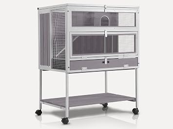 Guinea Pig Cage, Moveable Metal Frame Hamster Cage Anti-Chewing with Aluminium Alloy Edge, Hideouts, Ramps, Seesaws Chewing Toy, Deeper Pull-Out Leakproof Tray for Indoor OutdoorWhite
