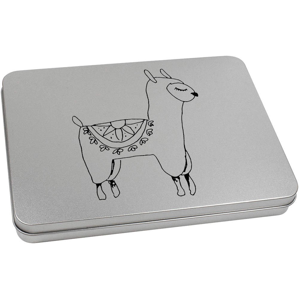 220mm 'Cute Alpaca' Metal Hinged Tin/Storage Box (TT00077187)