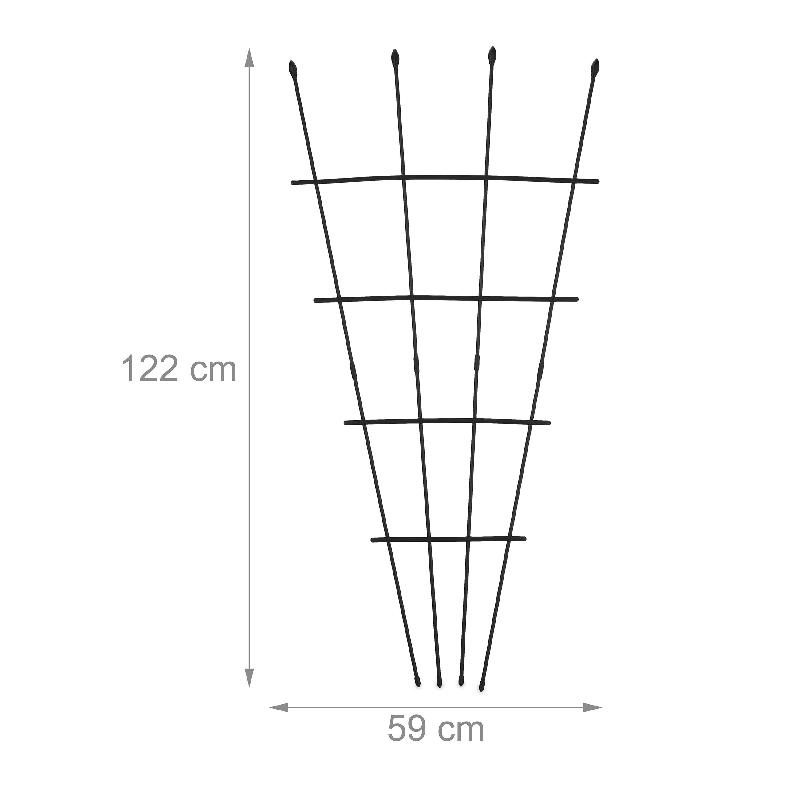 Relaxdays Supporto per Piante Rampicanti, Set 2 Tralicci per Rose ed Edera, HxL: 122 x 59 cm, Acciaio e Plastica, Nero
