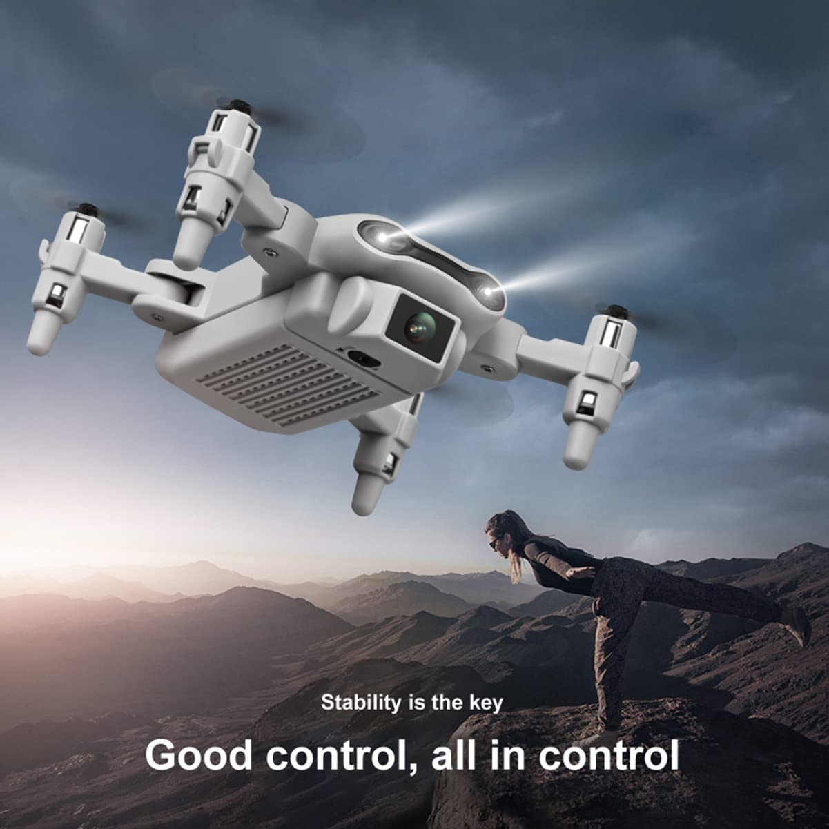 Droni RC Pieghevoli con Fotocamera 4k HD per Adulti, Mini Drone con Fotocamera, Hover Stabile, Controllo del Telefono Cellulare, sensore di gravità, Hover Stabile, Foto di Bellezza, modalità