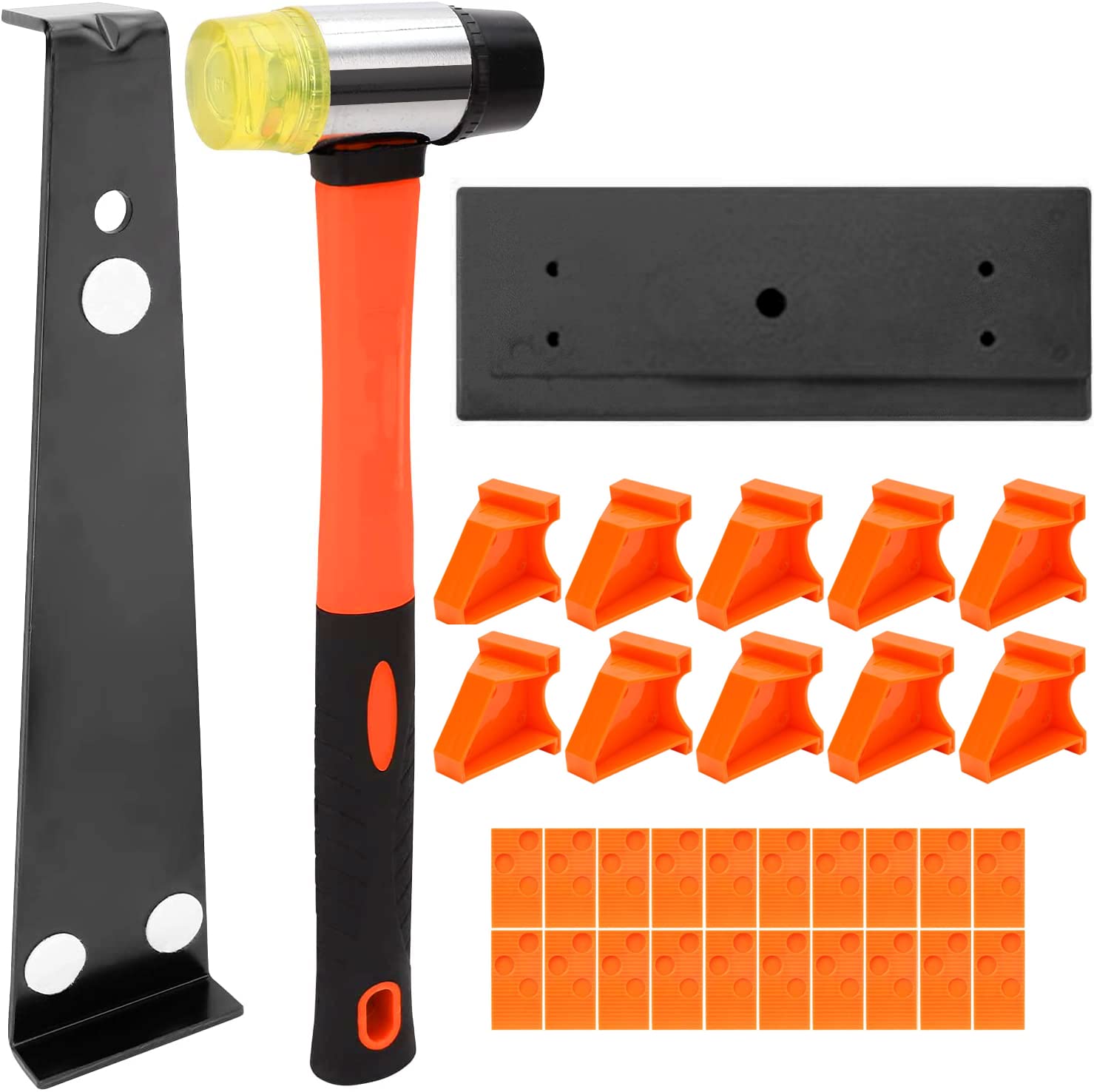 Kit de instalación de pisos de madera laminada mejorado, bloque de roscado sólido, barra de tracción resistente, mazo antideslizante de doble cara Kit de instalación de pisos de madera laminada mejorado, bloque de roscado sólido, barra de tracción resistente, mazo antideslizante de doble cara