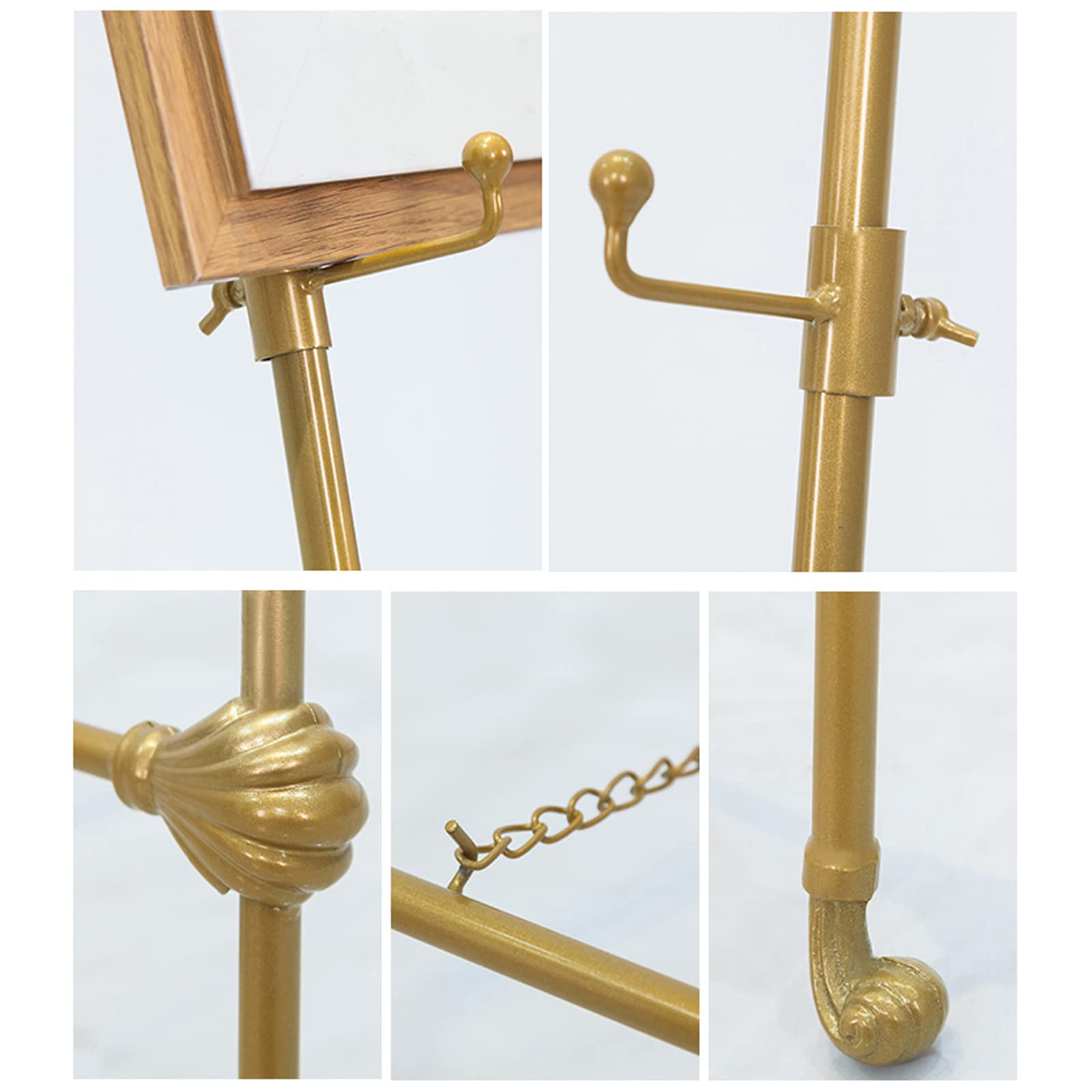 Caballete de 120/150 cm de alto, caballete de metal plegable, caballete de arte portátil para piso, caballete de artista para pintar, dibujar, dibujar, ligero, negro/blanco/oro (tamaño: 120 cm, color: