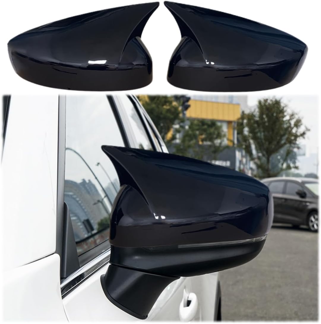 2PCS New Rear Mirror Cover Caps for Mazda CX5 CX-5 2017 2018 2019 2020 2021 2022 2023 2024 2025 ABS Side Door Wing Mirror Covers Exterior car Accessories -Bright Black.