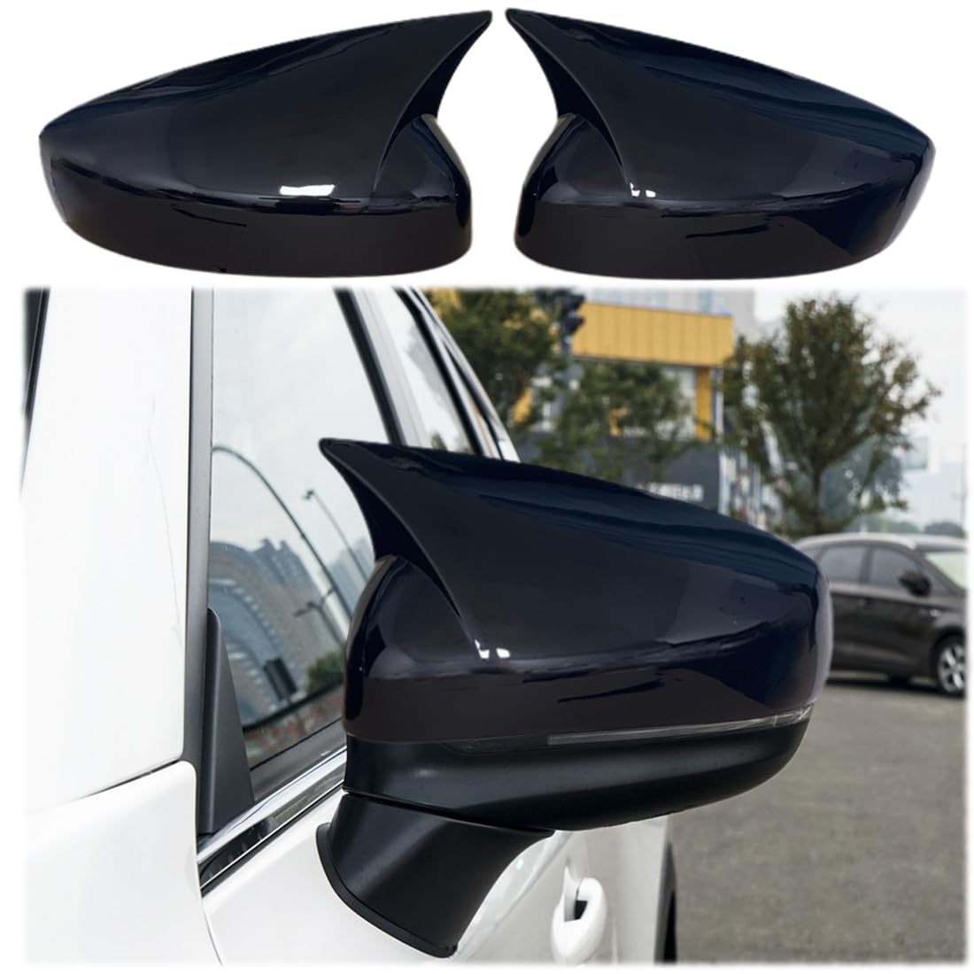 MUXEE 2PCS New Rear Mirror Cover Caps for Mazda CX5 CX-5 2017 2018 2019 2020 2021 2022 2023 2024 2025 ABS Side Door Wing Mirror Covers Exterior car