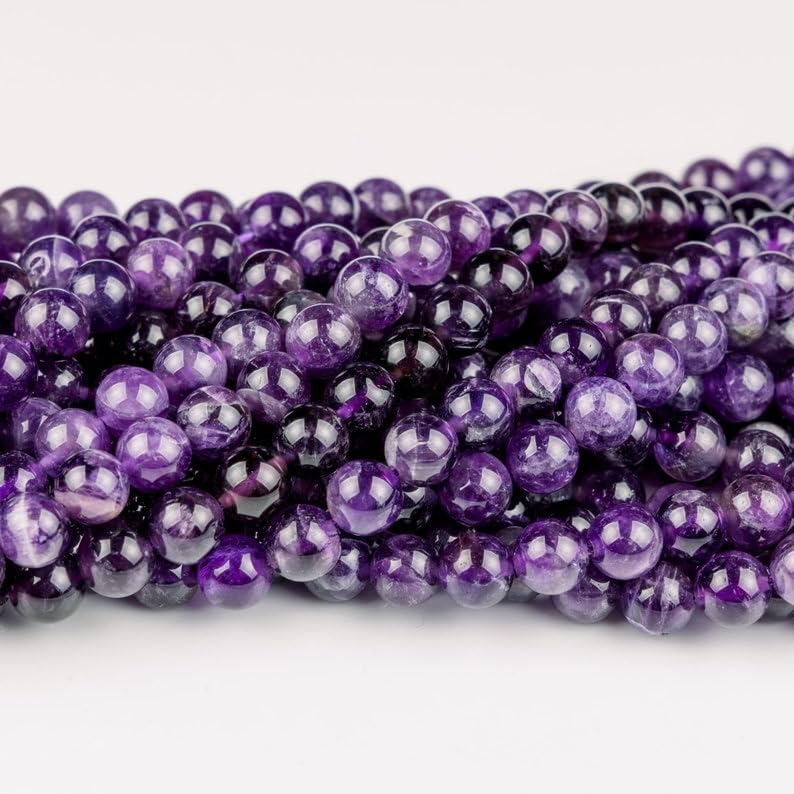 Améthyste naturelle perles rondes lisses pour créer vos bracelets bien-être à la maison