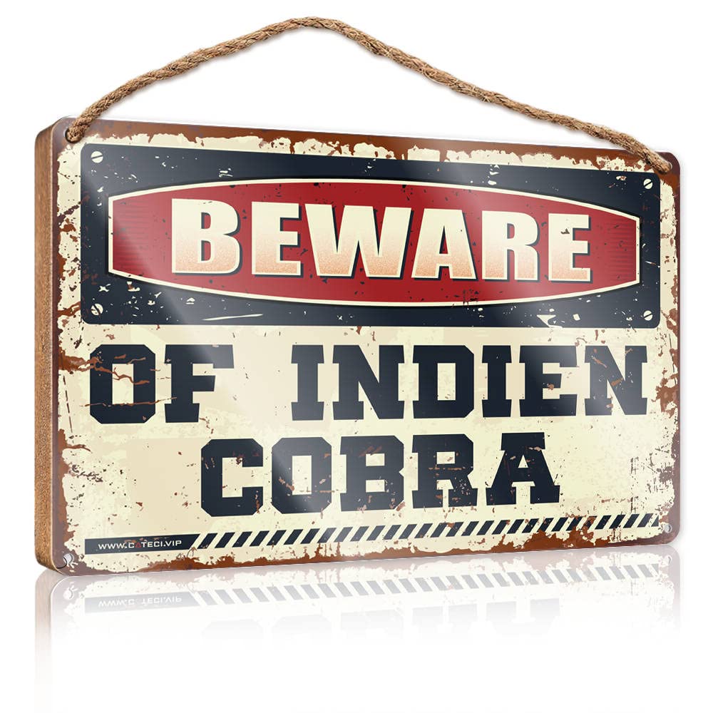 FRINTOXA Funny Hanging Farm Interesting Sign Beware Of Indien Cobra Wooden Sign(23X35CM)