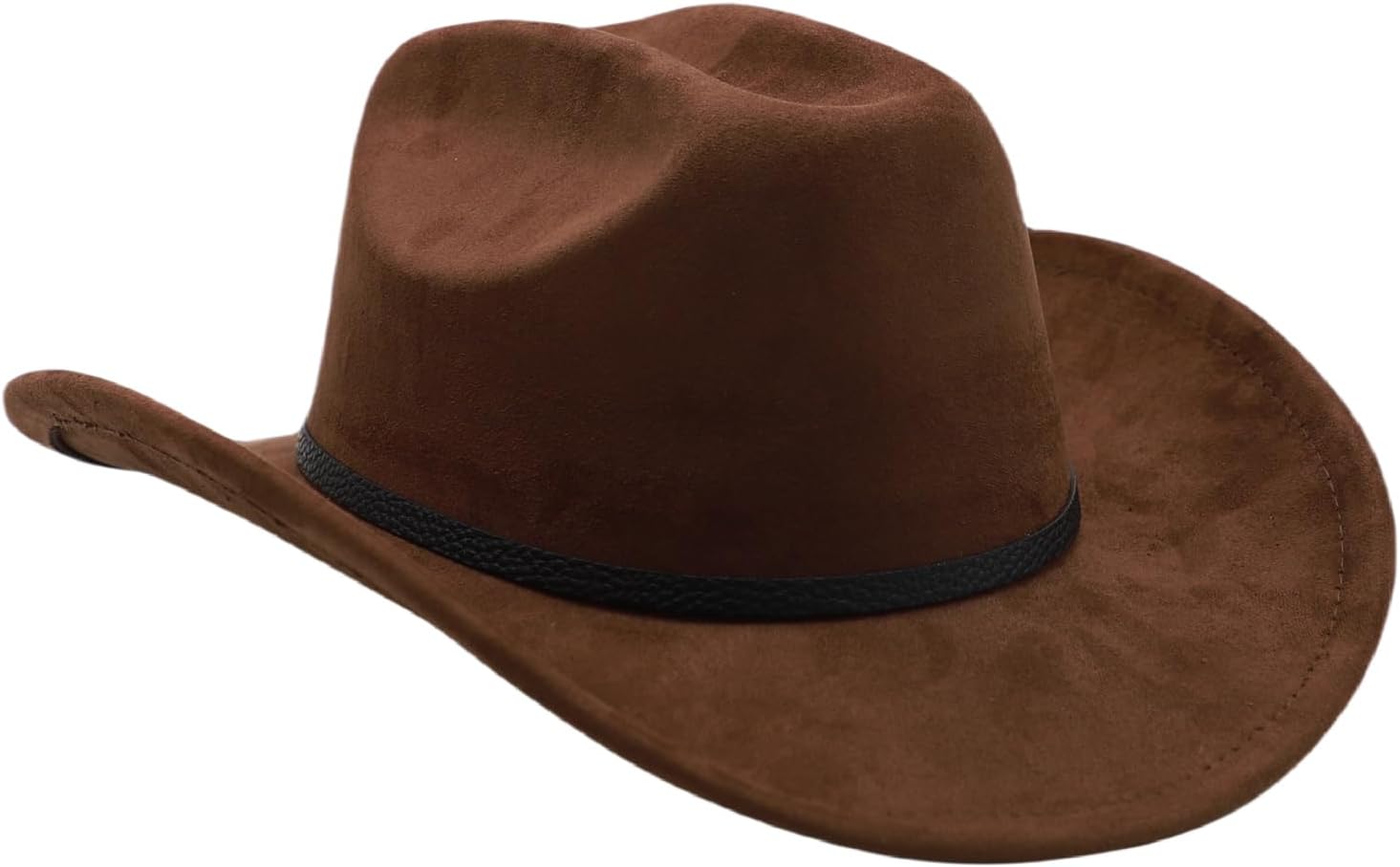 Western Cowboy Hat for Men Cowgirl Hat for Women Unisex Wide Brim Felt Fedora Hats Classic Flat Top Hats with Buckle Belt - Image 3