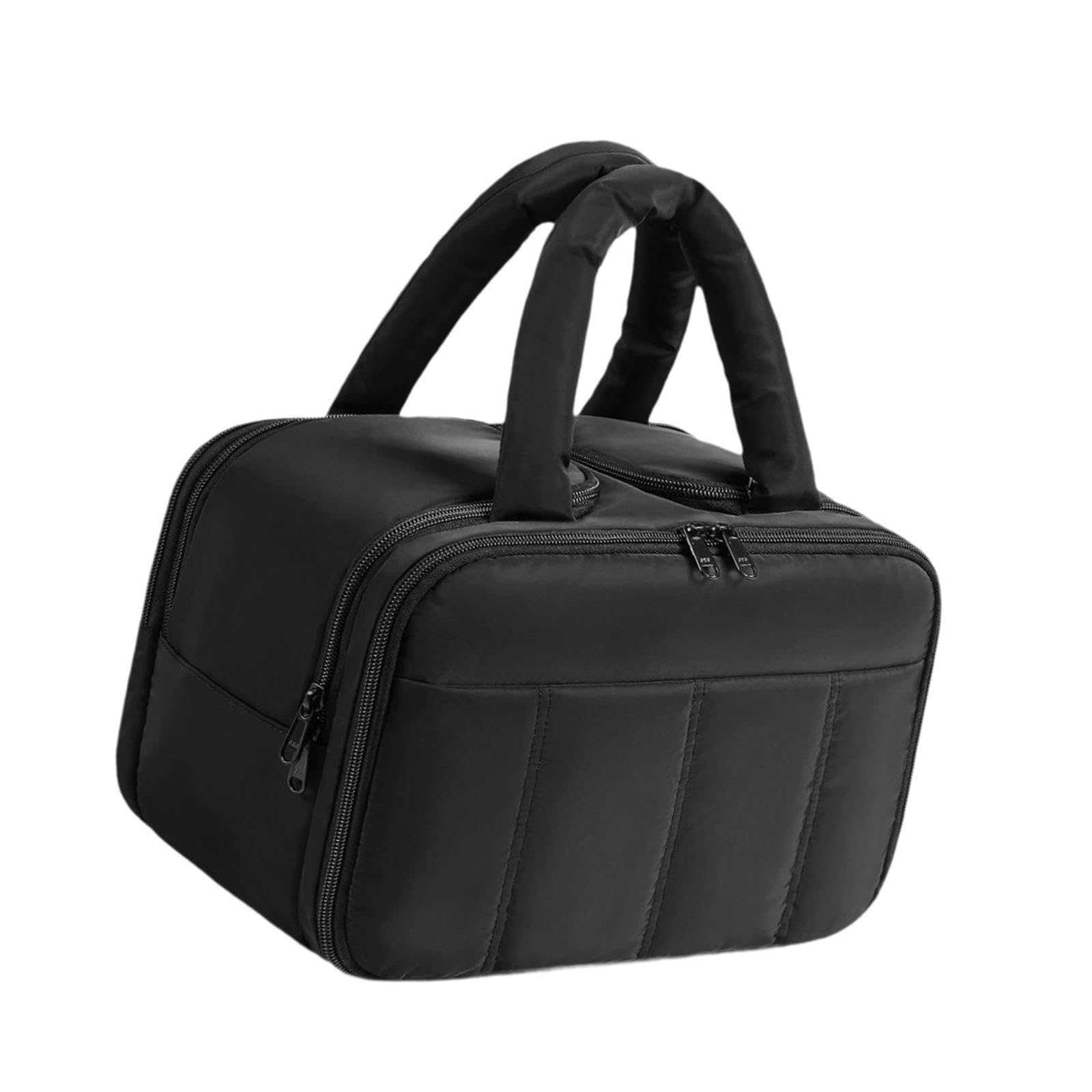 Neceser Organizador de Maquillaje, Bolsa Impermeable con Compartimento Y Cremallera, Poliéster, Apto para Mujeres Y Hombres, Negro