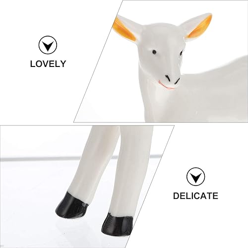 Miniatura 6 de BESPORTBLE Figura de cabra de cerámica, 2 unidades, figuras de cordero de oveja de cerámica, decoraciones de animales de mesa, estatuas de animales