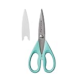 KitchenAid All Purpose Kitchen Shears with Protective Sheath Durable Stainless Steel Scissors, Dishwasher Safe, Soft Grip Comfort Handle, 8.72 Inch, Aqua Sky Aqua Sky 1 Pack