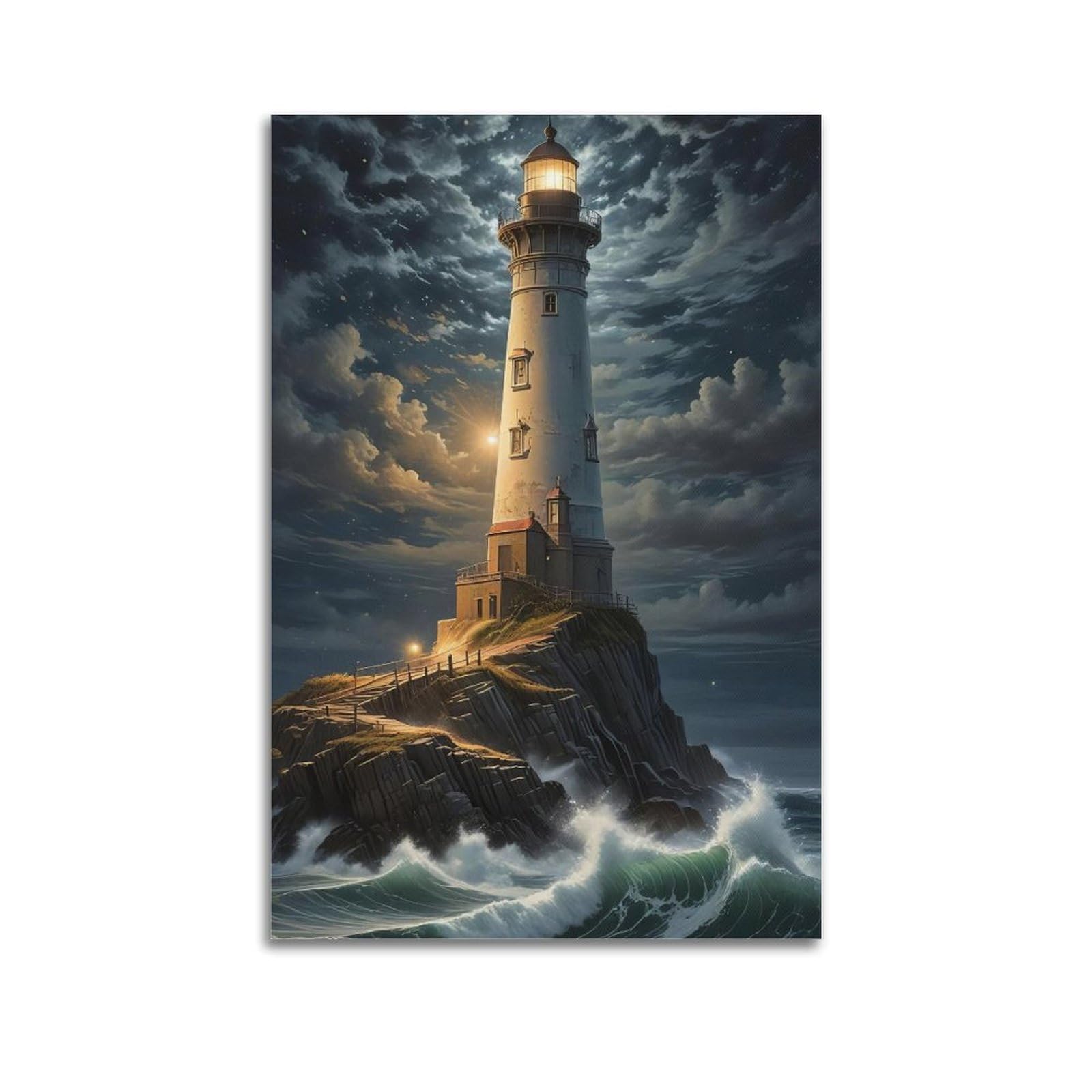 CXHJCA Lighthouse Poster Tempest's Steadfast Guard Poster Decorative Painting Canvas Wall Posters And Art Picture Print Modern Family Bedroom Decor Posters 20x30inch(50x75cm)