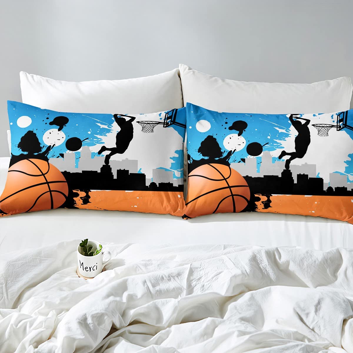 Set Di Lenzuola, Motivo Pallacanestro, Per Ragazze E Ragazzi, Con Tasca - 14
