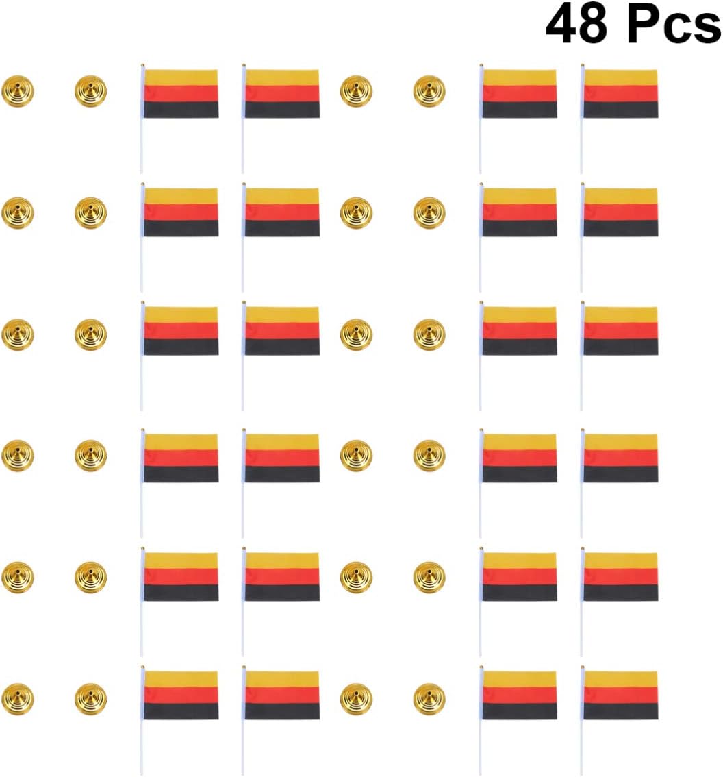 LIOOBO 48pcs German Flags German Stick Flag DE German Flag HandHeld Mini Flag with Stand Base World Cup Football 2022 Table Flag International World Country Flags Banners Office Desk Decoration - Image 3