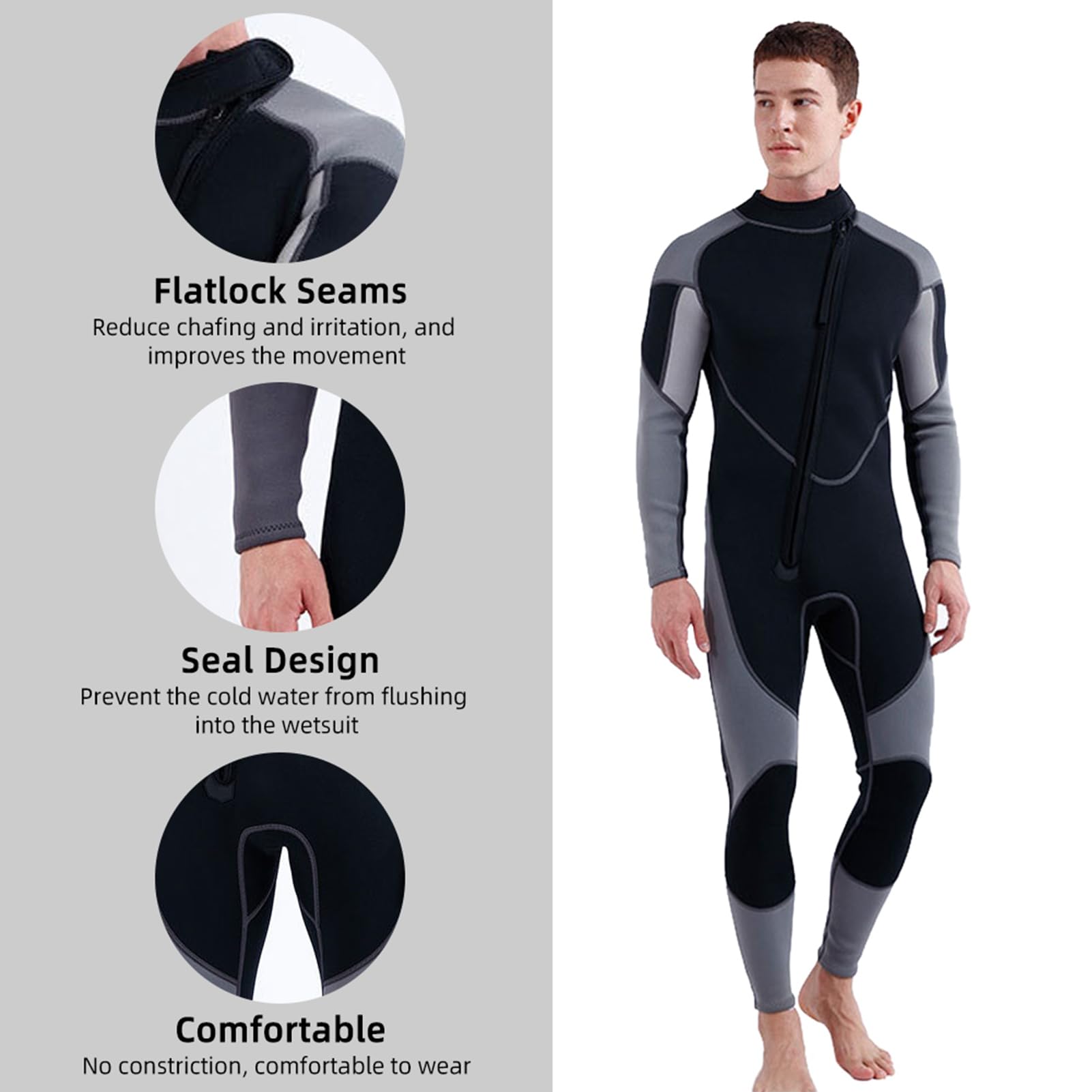 Kombinezon, Pianka Zimowa Męska z Piankami Pianki Kombinezon Piankowy dla Mężczyzn do Surfingu Nurkowanie Snorkeling Kajakarstwo Paddleboarding Sporty Wodne (XL)