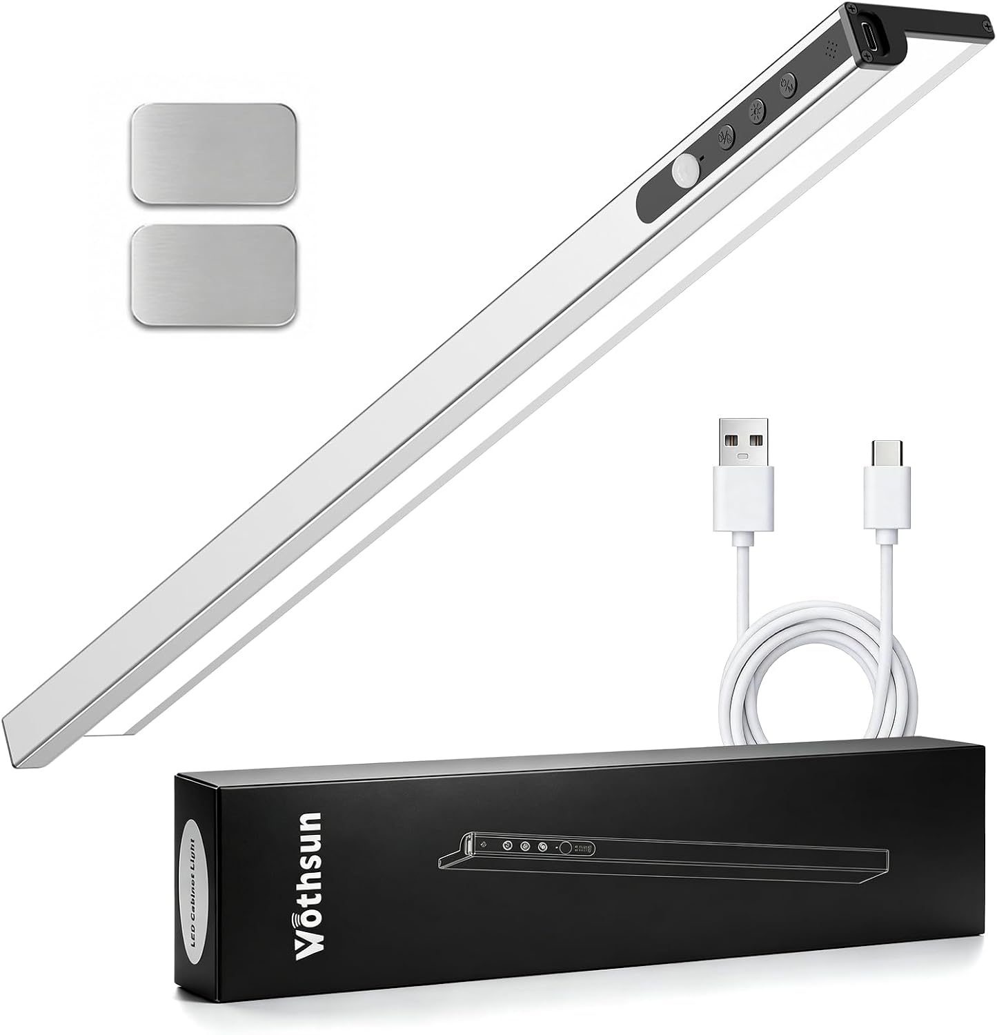 Under Cabinet Motion Sensor Light, Rechargeable Magnetic LED Light Bar with Humidity & Battery Display, 3 Color Temps Dimmable for Kitchen Closet Bathroom Mirror