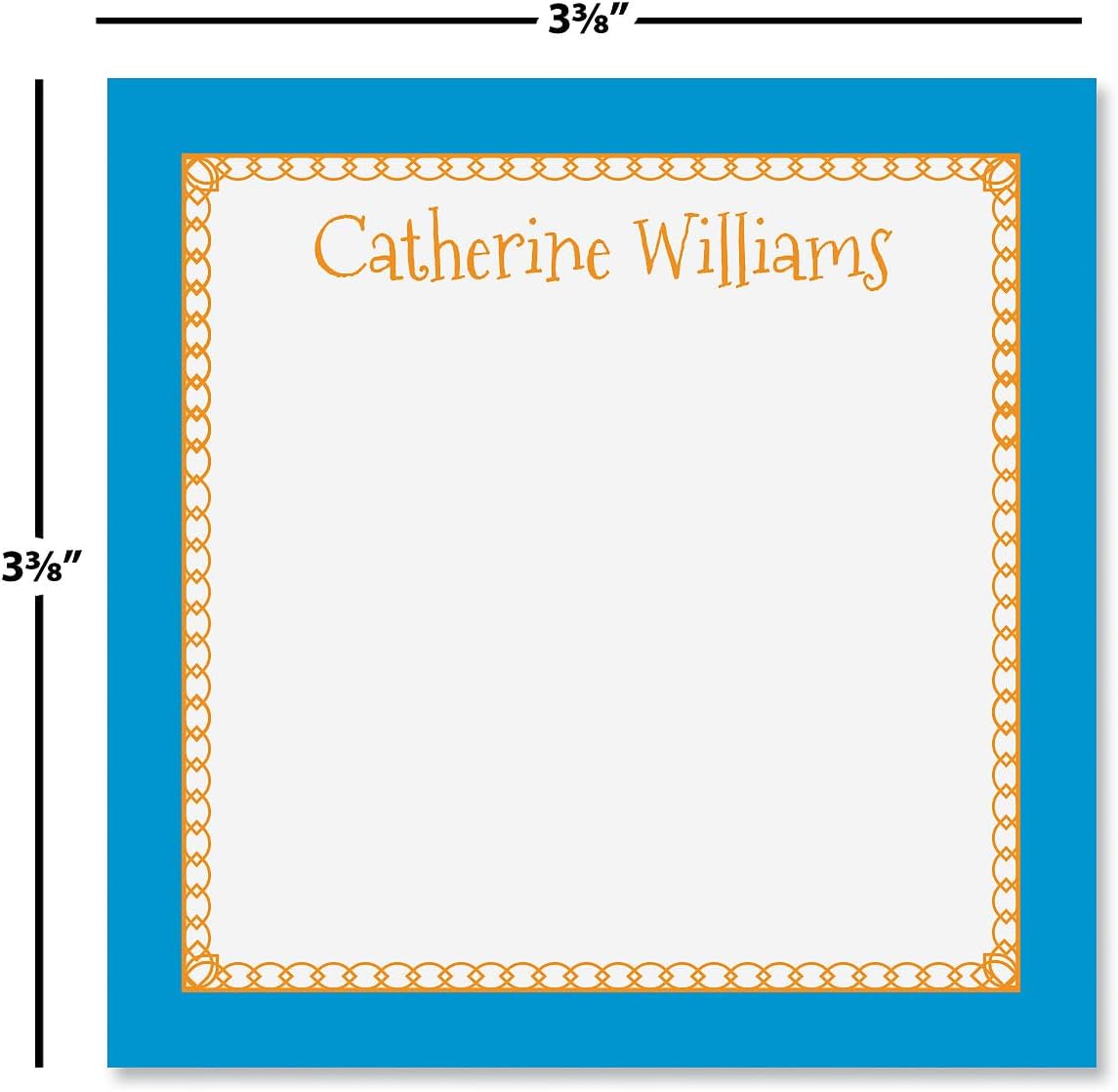 Current Bright Border Personalized Note Sheets in a Cube - 400, 3.38" x 3.38" Loose Sheets in 2.75" Tall Clear Acrylic Box