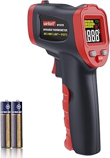 Wintact Infrared Thermometer Gun, ﹣58℉ to 1112℉ (-50℃ to 600℃) Non-Contact Digital Laser Thermometer, Adjustable Emissivity, Max Measure for Kitchen Cooking Food Grill Meat Oven (Not for Human)