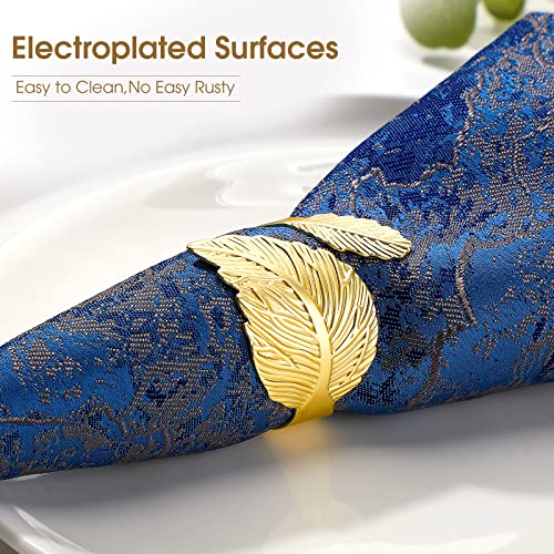 Inbagi 24 Pieces Gold Napkin Rings Leaf Shape Napkin Rings Metal Napkin Holders For Cloth Napkins Gold Leaf Napkin Rung For Napkins Table Fall Fiesta Easter Halloween Thanksgiving Christmas #TOP2