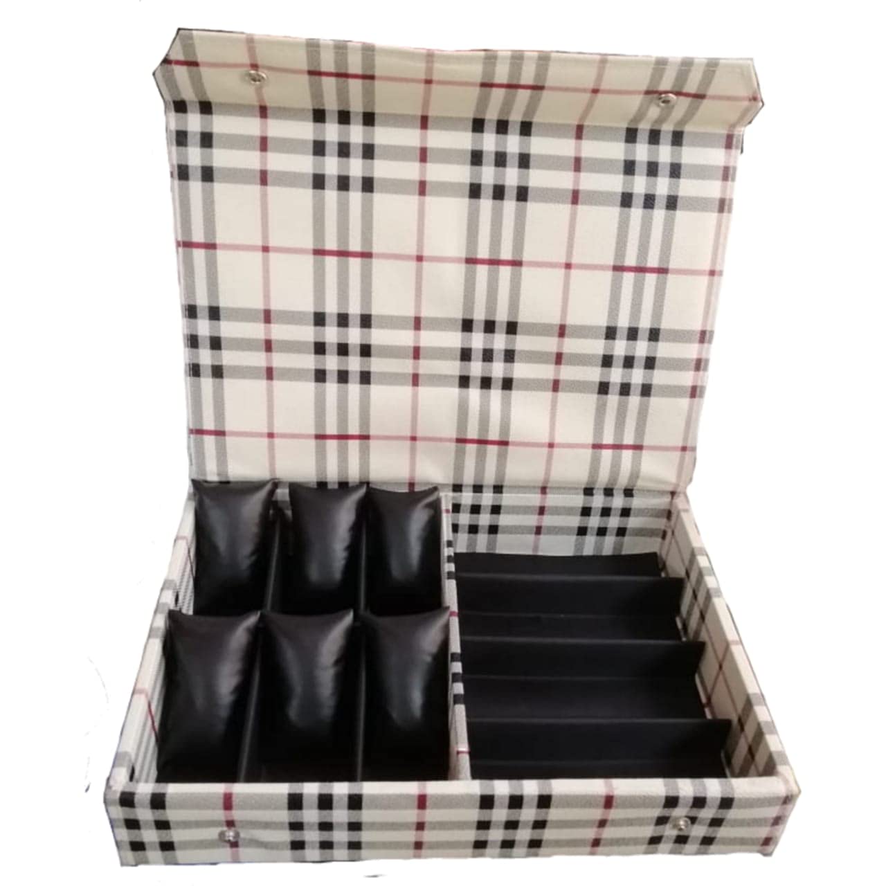 Nooks Watches,Accessories,Jewellery,Sunglass And Eyewear Wooden & Cotton Storage Compartment Organizer Box,Case Cover Zipper (Make In India) | Multicolor | Ww10-Lv-Bk (B09J8JX1VT) Amazon Price History, Amazon Price Tracker