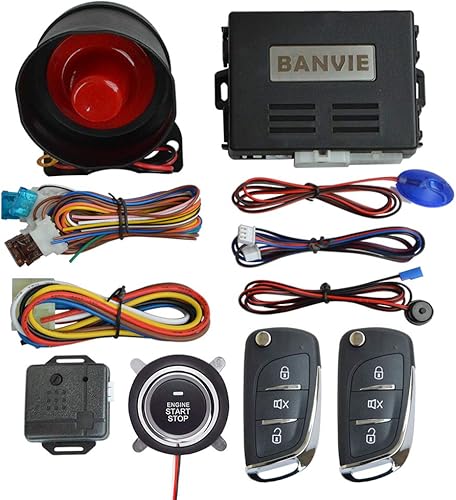 BANVIE Sistema de alarma para coche con arranque remoto y botón de arranque inteligente