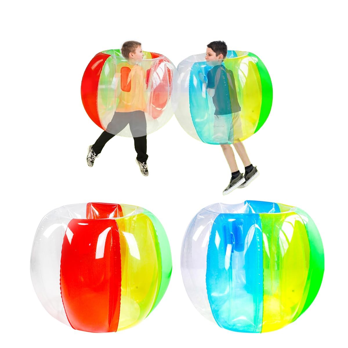 36 inch 2 pcs Bumper Sumo Ball for Adults,Kids, Inflatable Bounce Body Zorb Ball for Outdoor Team Gaming Play for 6 Ages+ (Rainbow+Rainbow)