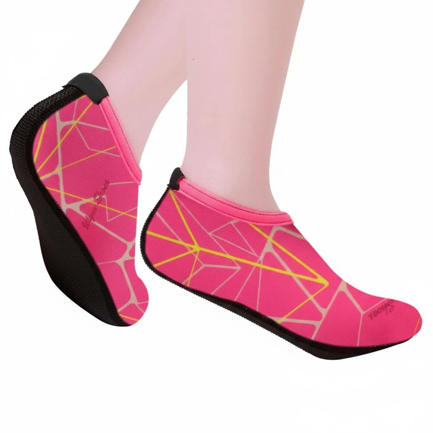 Lightweight Non-Slip Beach Socks Breathable Non-Slip Water Socks Packable Quick-Dry Beach Shoes for Men, Women, Kids, River Trekking, Swimming, Surfing, Rose Red Print, S-image-35