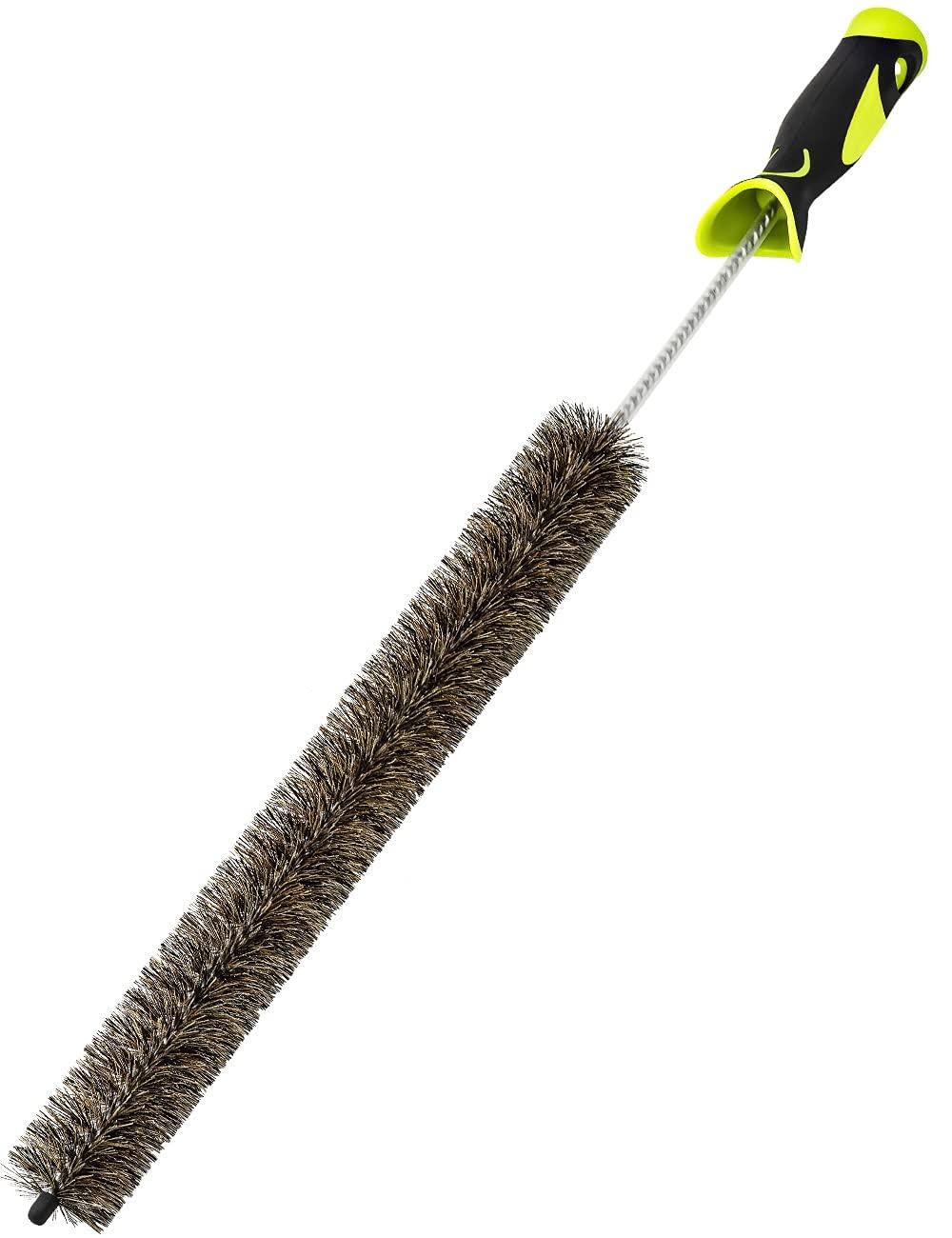 Radiator Cleaner Brush Thin Long 81cm Boar Bristles, Radiator Duster Brush Long Thin Bendable Flexible with Easy Grip Handle, Radiator Brushes for Cleaning Dust Inside Vanes and Backside