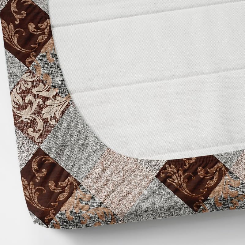 Image of NEW LEAF Cotton Fitted King Size Bedsheets with 2 Pillow Covers | Elastic Fitted | Wrinklefree | Ultrasoft |Winter Bedsheet 220 tc tc Floral | 710x72+10 Inches, Beige Brown