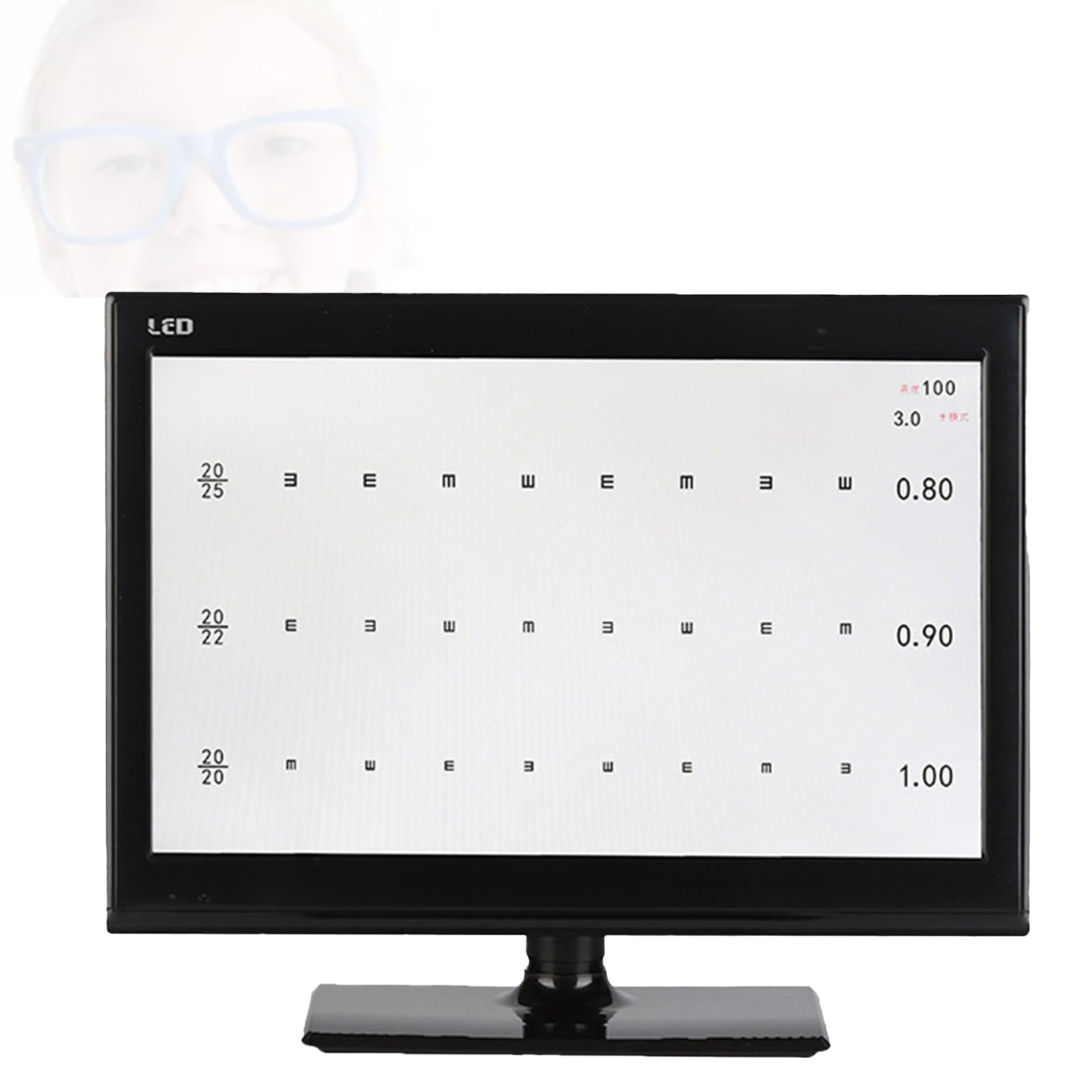 Cyfrowa tablica do badania ostrości wzroku 18,5 cala, elektroniczne optyczne tablice okulistyczne LCD z wieloma celami wizualnymi i metodami wyświetlania 18.5in