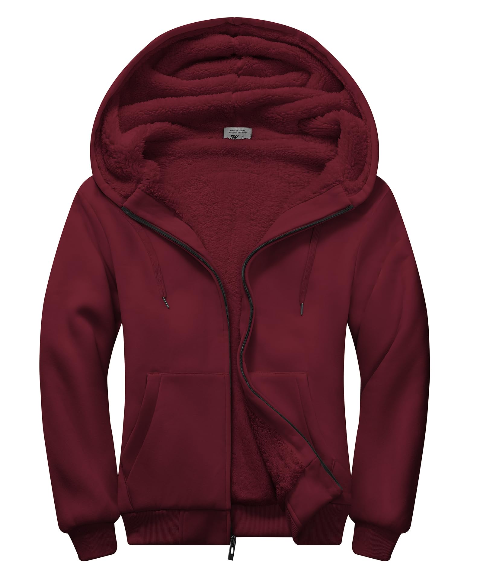 SWISSWELL Men Zip Up Hoodies Sherpa Lined Jacket Heavyweight Fleece Sweatshirt Winter Warm Hooded Coat