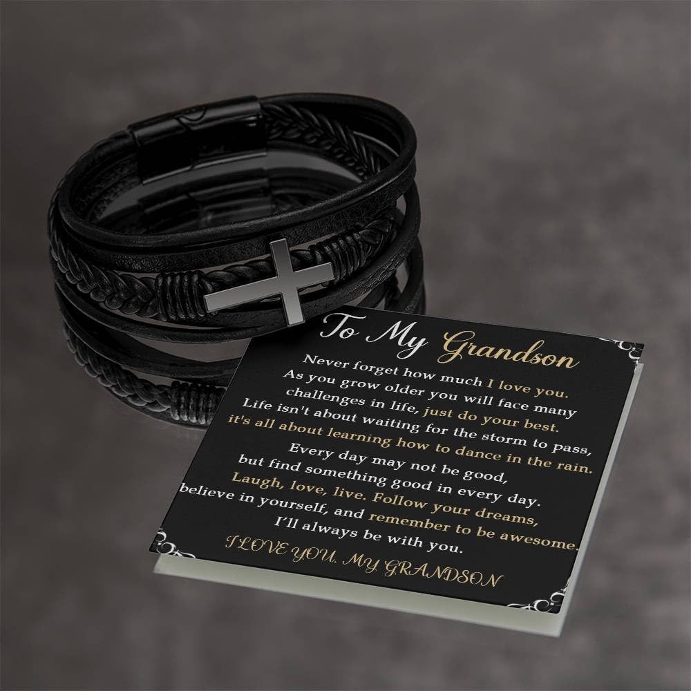 VIRAGIL To My Grandson Bracelet Gifts For Grand Son, Grandson Bracelet From Grandparents, Nephew Guy Friends, Valentines Birthday Graduation Day Christmas Easter Gifts For Teenage