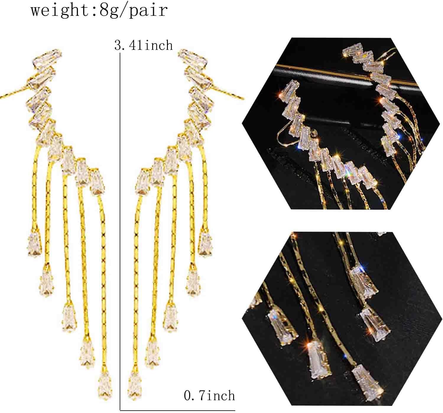 ABJFJE Crystal Leaf Climbers Crawler Jewelry Jacket Earrings Sparkly Zircon Pave Metal Ear Cuff Wrap Clip Stud Earring Climber Top Ear Clip for Women