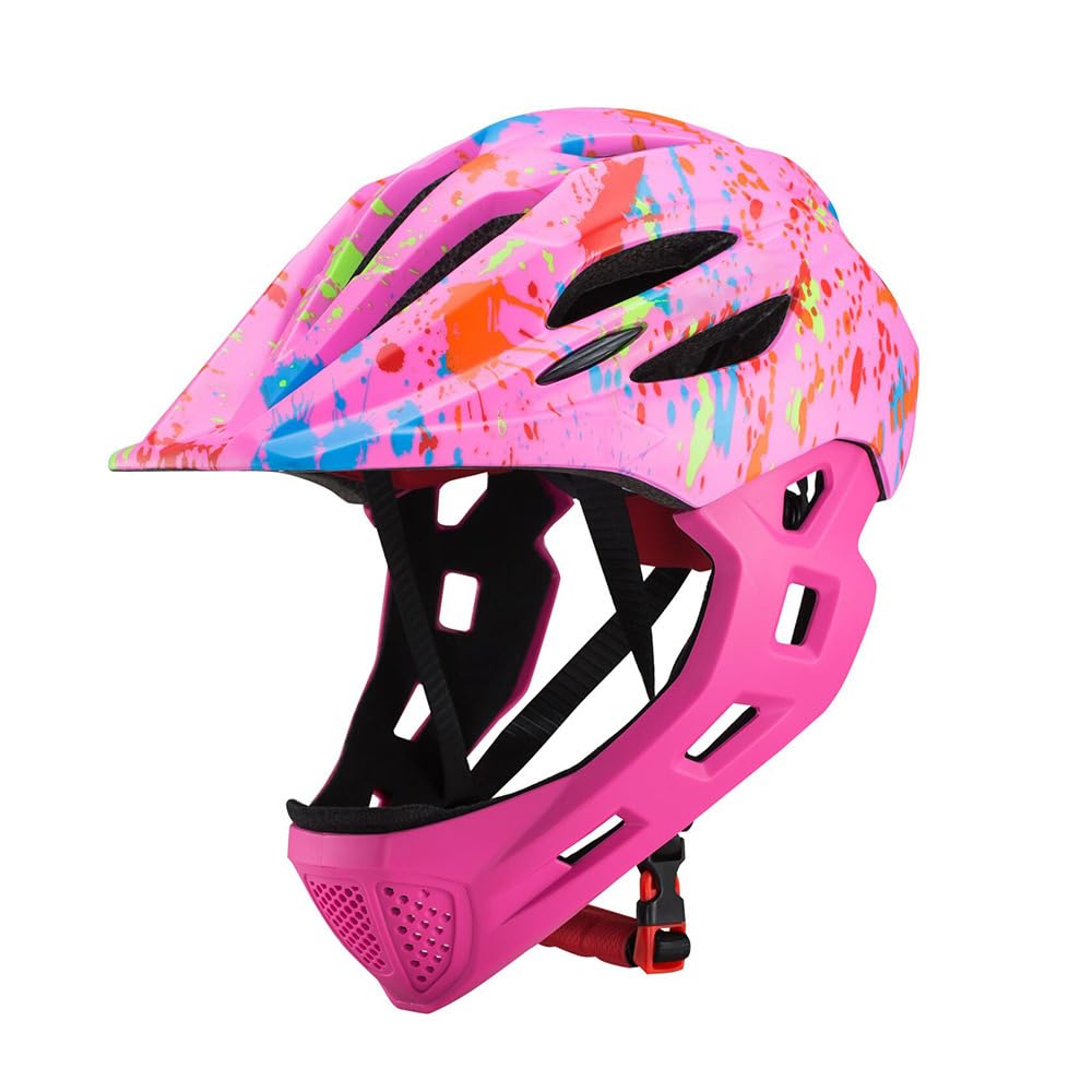 Lixada Kids Full Face Bike Helmet, Kids Bike Helmets Lightweight Detachable Full Face Bicycle Helmets with LED Light for MTB Skateboarding Scooter Roller Skating Cycling 46-54CM