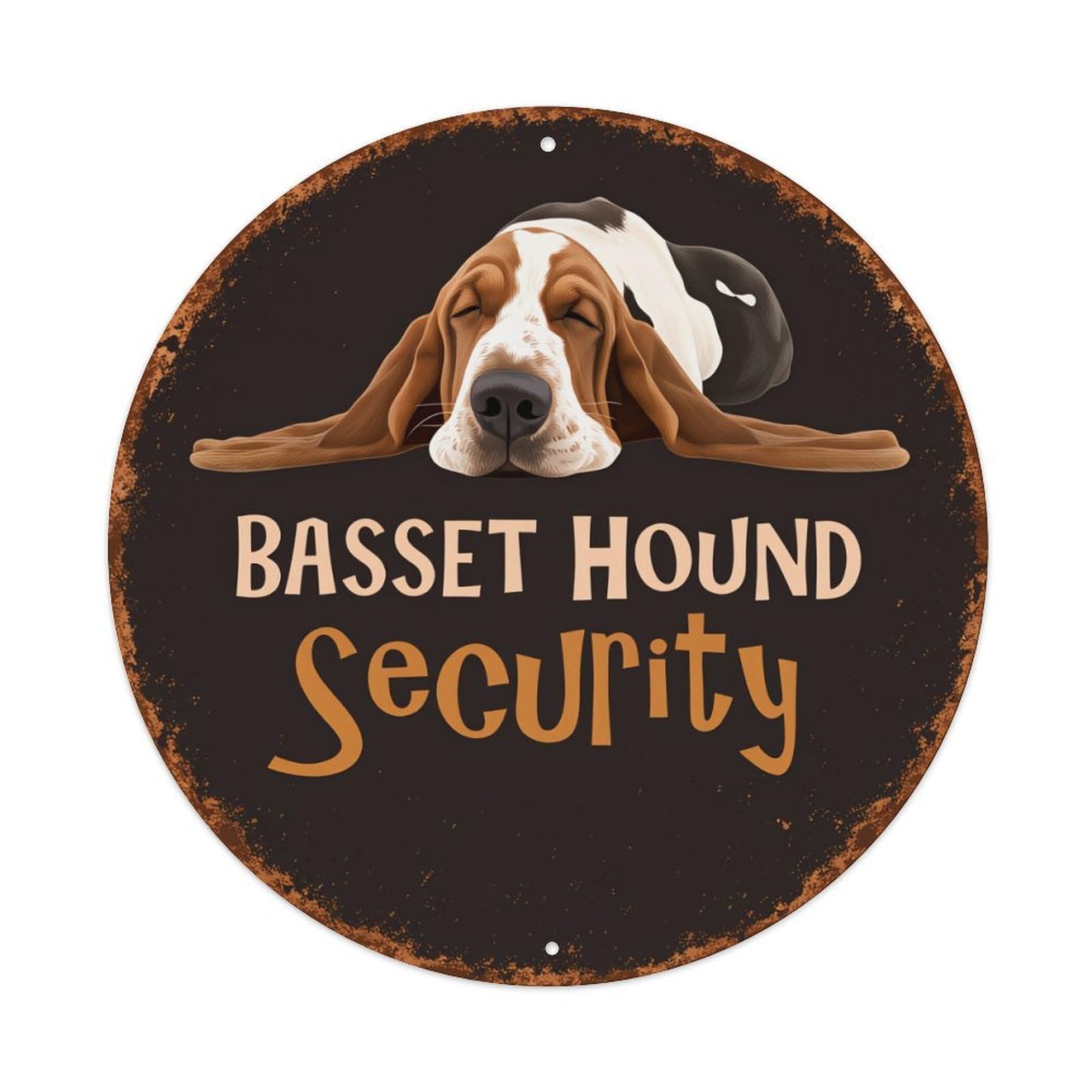 Basset Hound Security Logo Design Metal Tin Sign Plaque