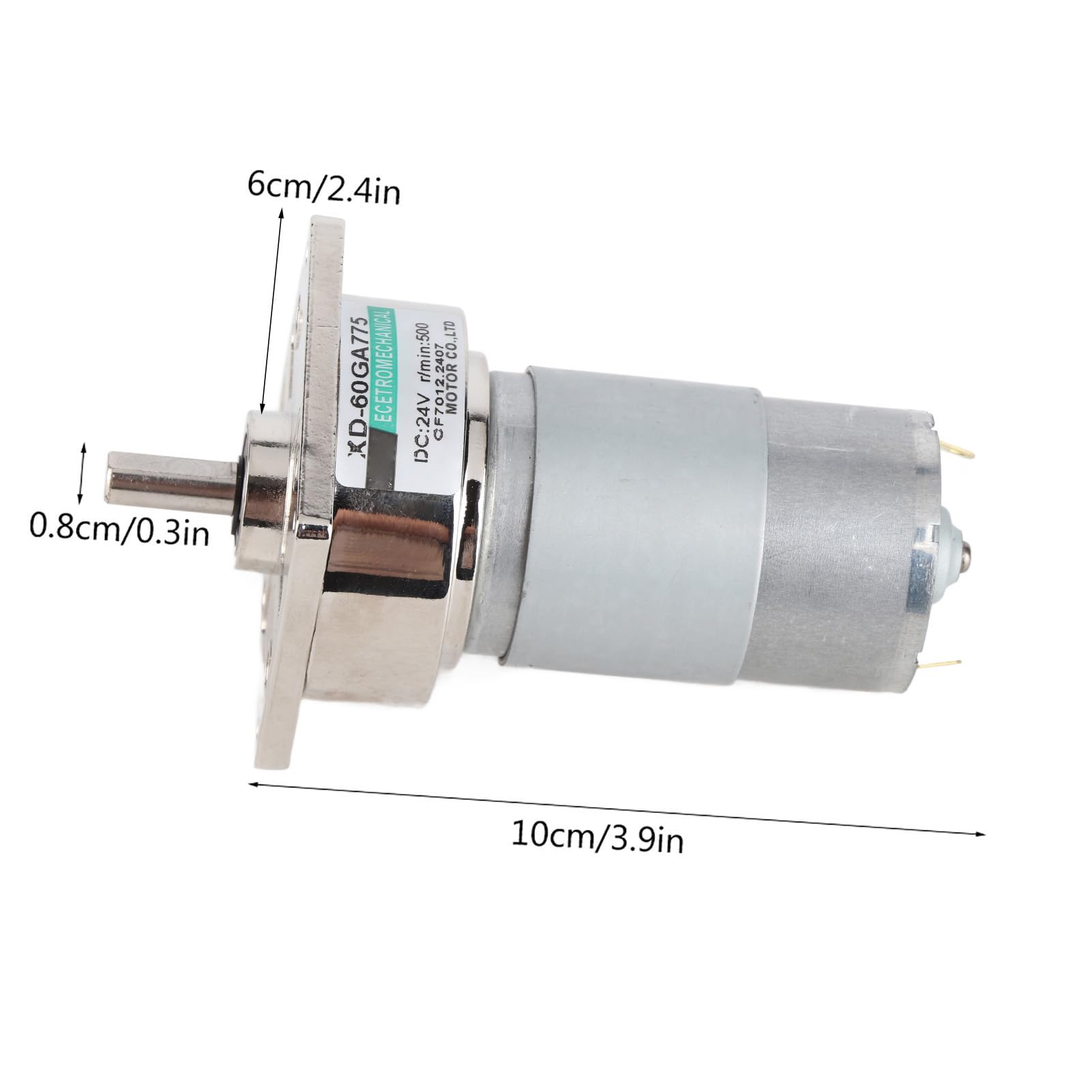 Motore a corrente continua, 12 V / 24V motore in metallo Motoriduttore a velocità regolabile 10-600rpm 35W CW/CCW Motore a bassa velocità(24 V 500 giri/min)