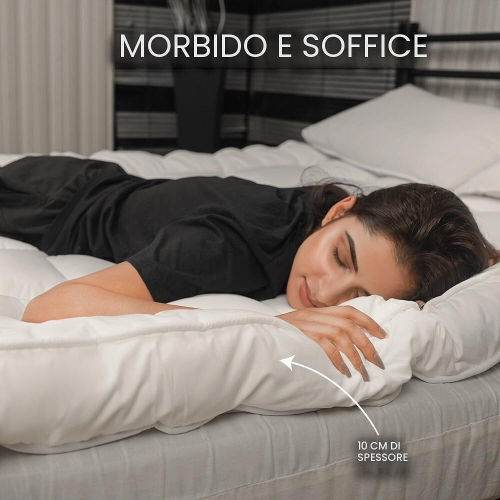 Coprimaterasso in microfibra di alta qualità da 10 cm, per letto super king size, morbido e soffice con cuciture quadrate per un maggiore comfort (super king size 182 x 200 cm)