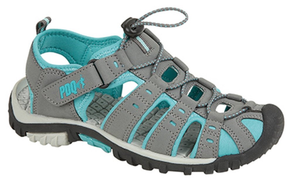PDQLadies PDQ Toggle & Touch Fastening Sports Trail Sandals (6 UK, Grey/Jade)
