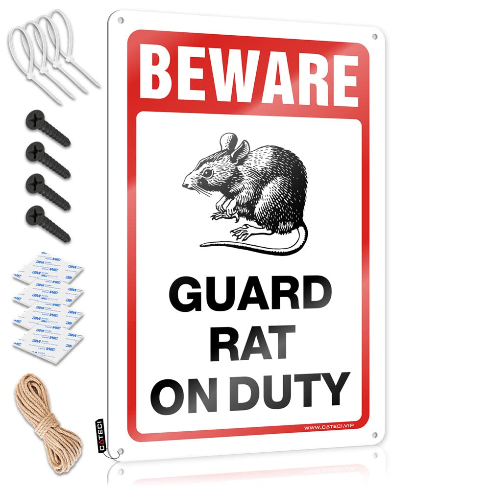 IBWNBBUSN Pool Signs And Decor Outdoor Beware! Guard Rat On Duty Sign Bar Signs For Home Decor Funny Saying Tin Signs(30X40CM)