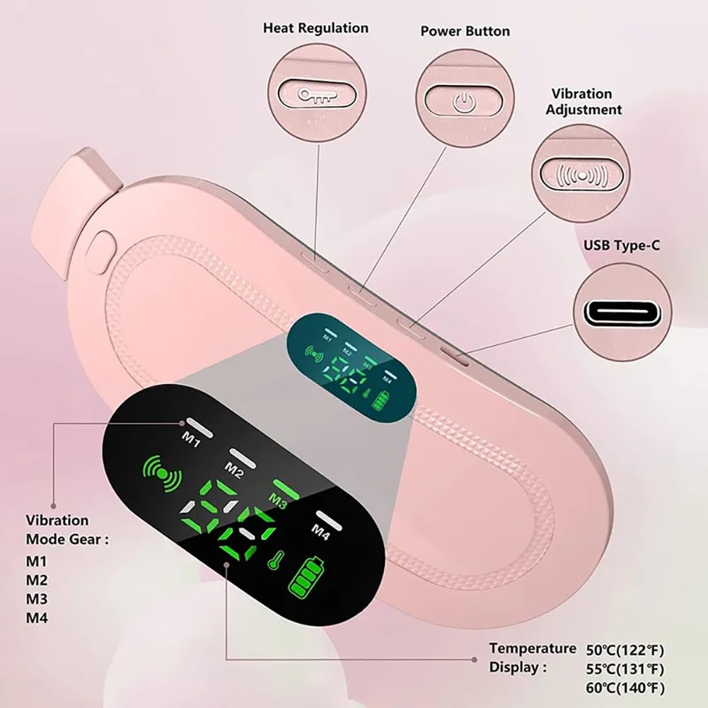 Cintura Termica Mestruale Senza Fili: Sollievo Dal Dolore Con 3 Livelli Di Calore, Ricaricabile USB, Bianca.