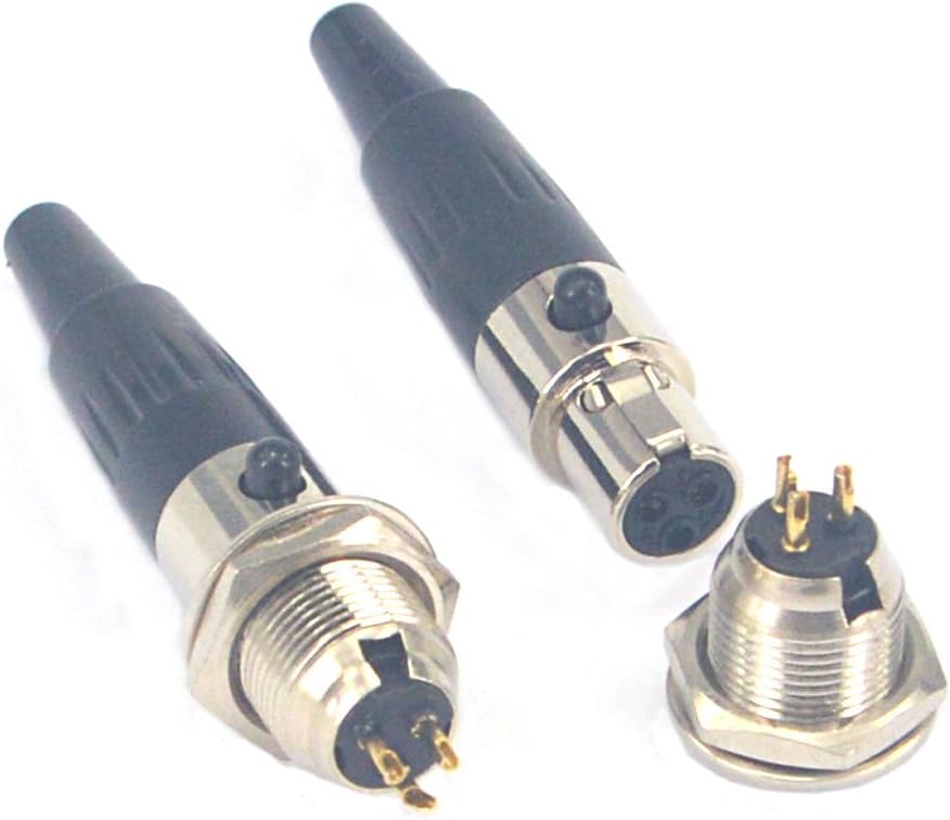 onelinkmore DIY 3 Pin Mini XLR Connector TA3F Audio Microphone Adapters with Plug Chassis Mount XLR Jack 3 Pin Mini XLR Cable Ends Replacement F-Plug Audio Socket for Pro Microphones 2 Sets
