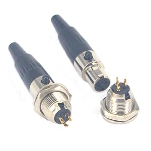 Onelinkmore DIY 3 Pin Mini XLR Connector TA3F Audio Microphone Adapters With Plug Chassis Mount Jack Cable Ends Replacement F-Plug Socket for Pro Microphones 2 Sets