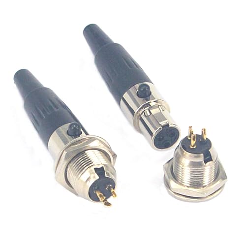 onelinkmore DIY 3 Pin Mini XLR Conector TA3F Audio Micrófono Adaptadores con Enchufe Chasis Montaje XLR Jack 3 Pin Mini XLR Cable Extremos Reemplazo