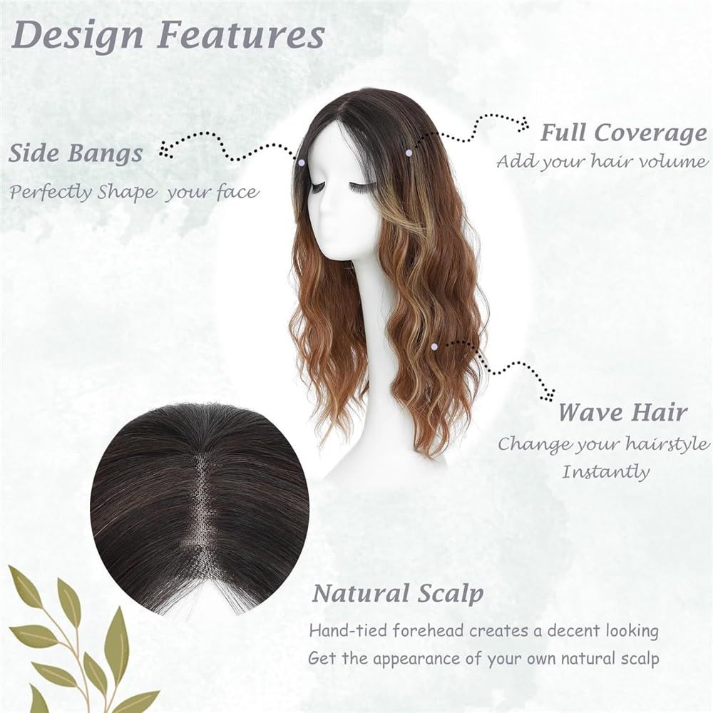 Accesorios para el cabello de 20 pulgadas para mujeres, rizado, ligero, transpirable, extensiones para cabello adelgazamiento (marrón)