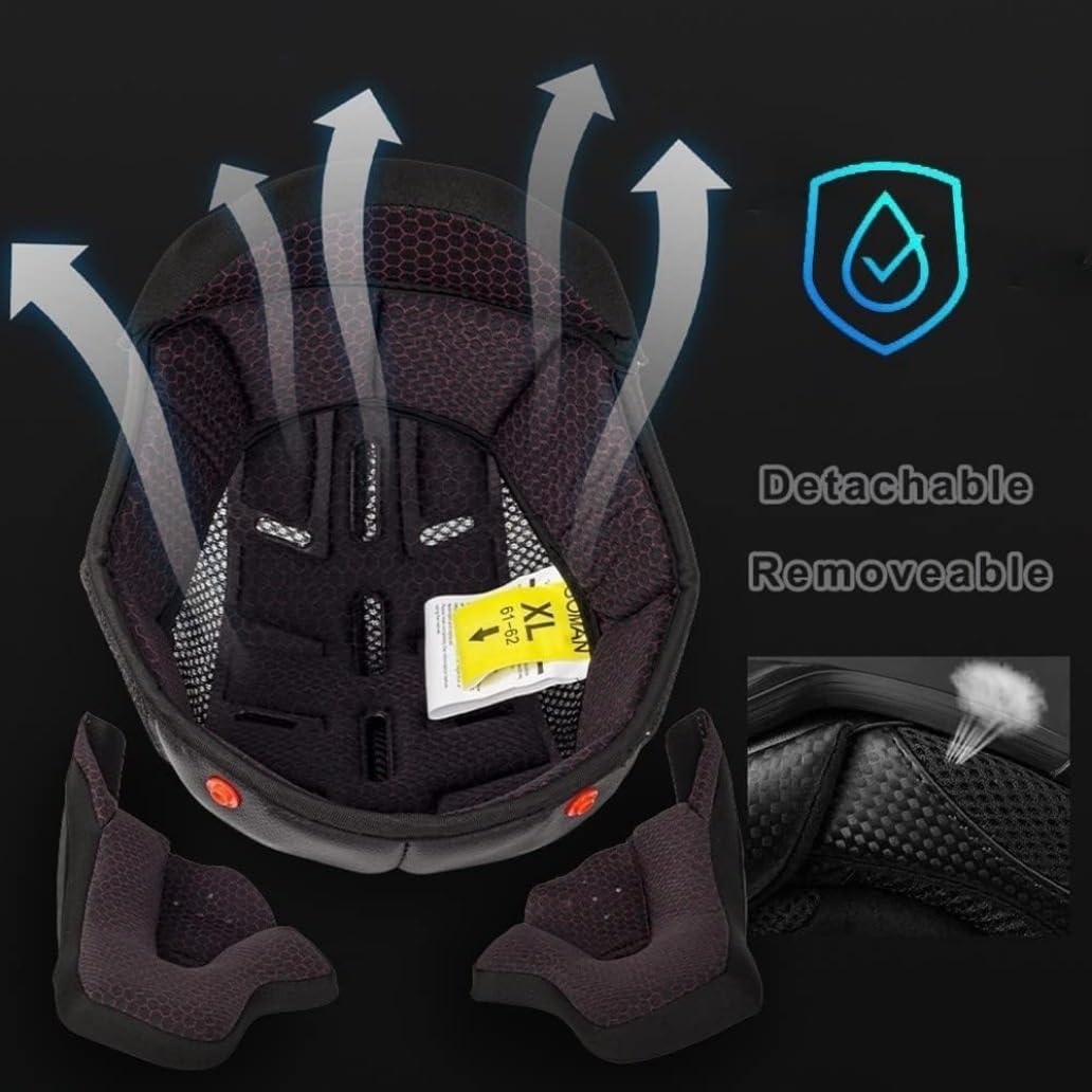 Casque Modulable Moto Bluetooth Intégral Casque, avec Haut-Parleur IntéGré Double Visière, ECE Homologué pour Scooter, pour Homme Femme